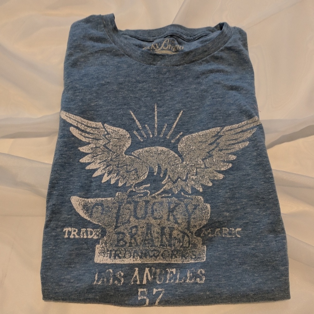 Lucky Brand Blue Heathered T Shirt Size XL